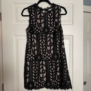 Black and nude shift lace dress